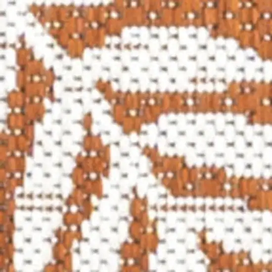 10' Orange And Cream Floral Indoor Outdoor Runner Rug Photo 2