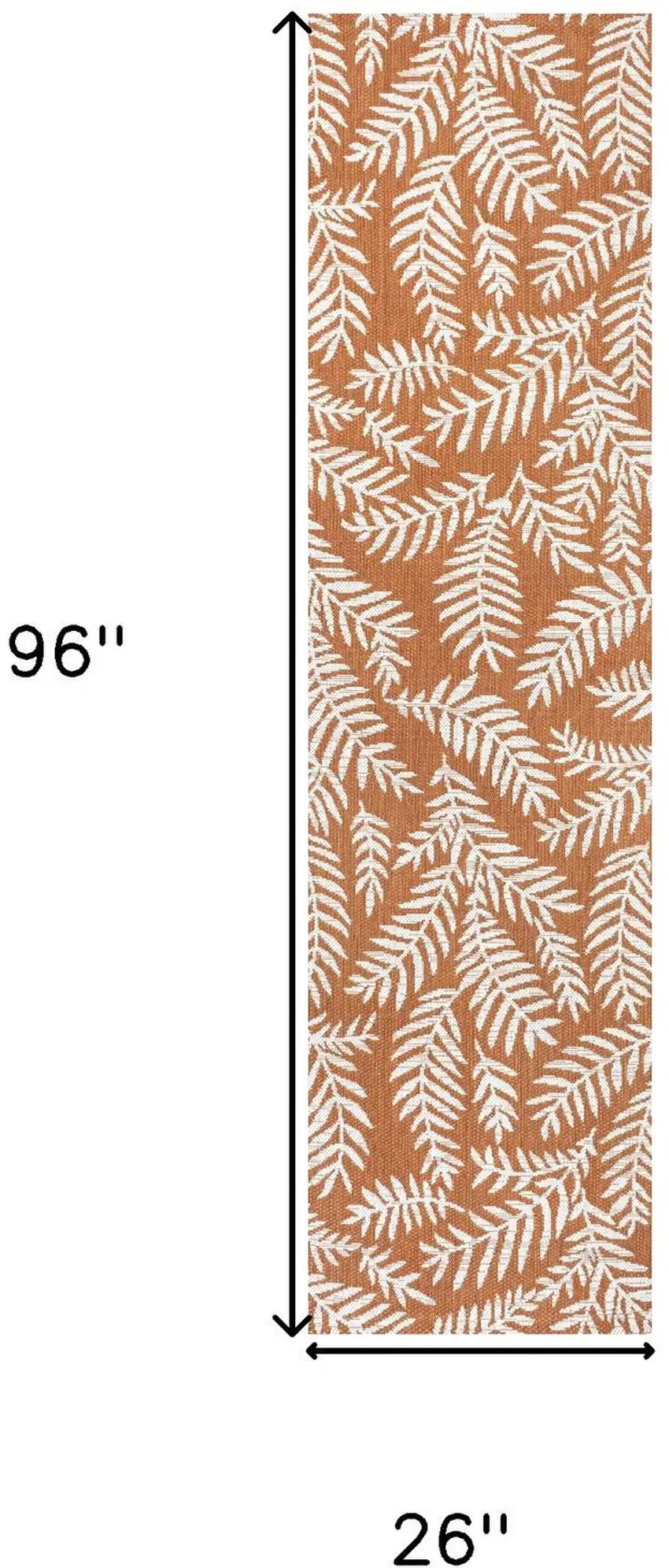 8' Orange And Cream Floral Indoor Outdoor Runner Rug Photo 7