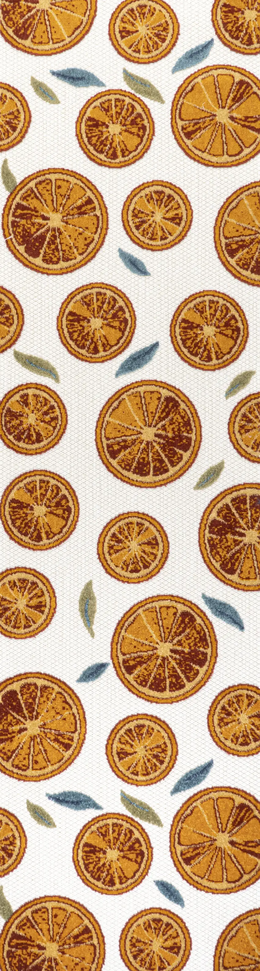 8' Orange And Cream Polka Dot Indoor Outdoor Runner Rug Photo 2