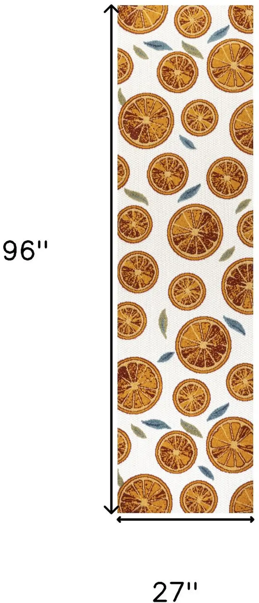 8' Orange And Cream Polka Dot Indoor Outdoor Runner Rug Photo 3