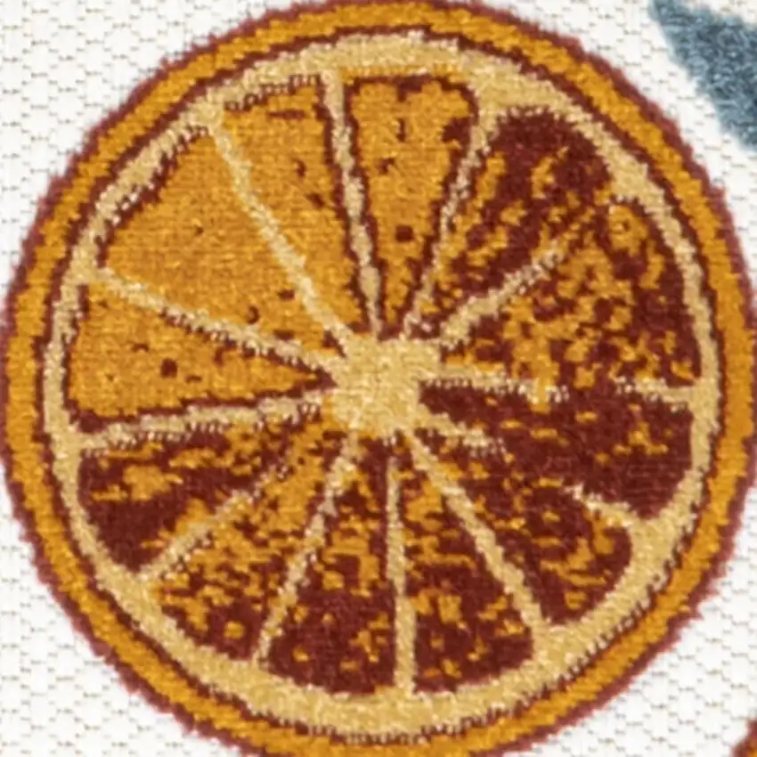 8' Orange And Cream Polka Dot Indoor Outdoor Runner Rug Photo 5