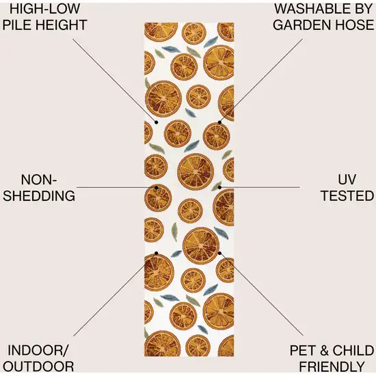 8' Orange And Cream Polka Dot Indoor Outdoor Runner Rug Photo 9