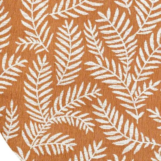5' Orange And Cream Round Floral Indoor Outdoor Area Rug Photo 2
