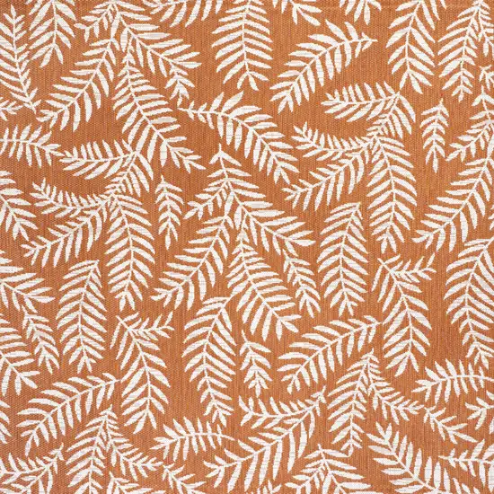 5' Orange And Cream Square Floral Indoor Outdoor Area Rug Photo 1
