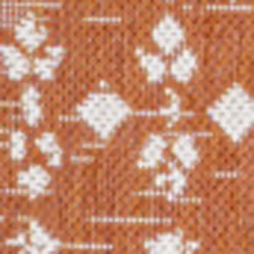 5' Orange And Cream Square Trellis Indoor Outdoor Area Rug Photo 2