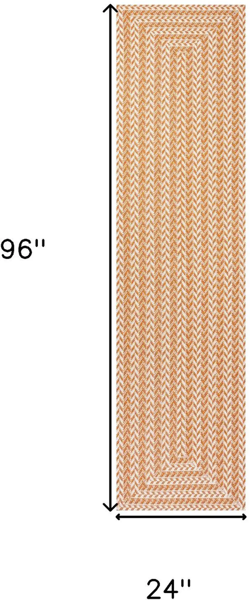 8' Orange And Cream Striped Indoor Outdoor Runner Rug Photo 8