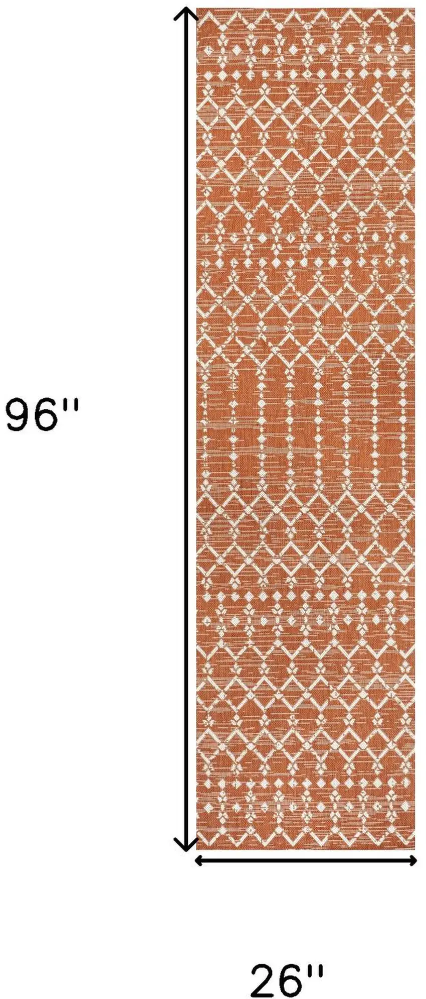 8' Orange And Cream Trellis Indoor Outdoor Runner Rug Photo 7