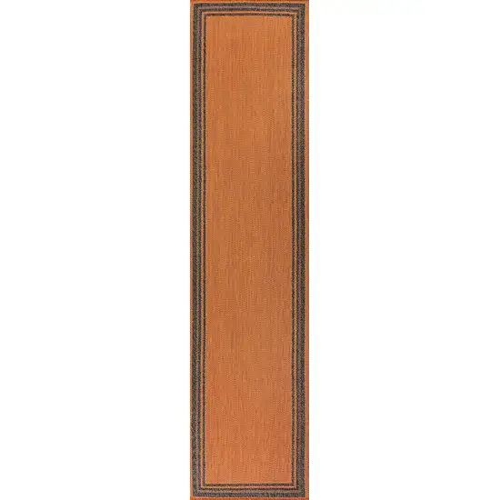 8' Orange And Dark Gray Indoor Outdoor Runner Rug Photo 1