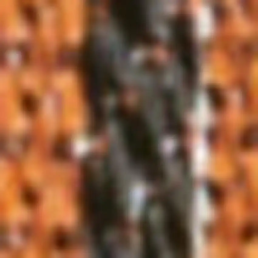 8' Orange And Dark Gray Indoor Outdoor Runner Rug Photo 2