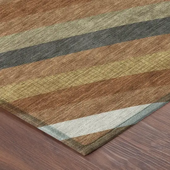 8' Orange And Gold Round Abstract Washable Indoor Outdoor Area Rug Photo 6