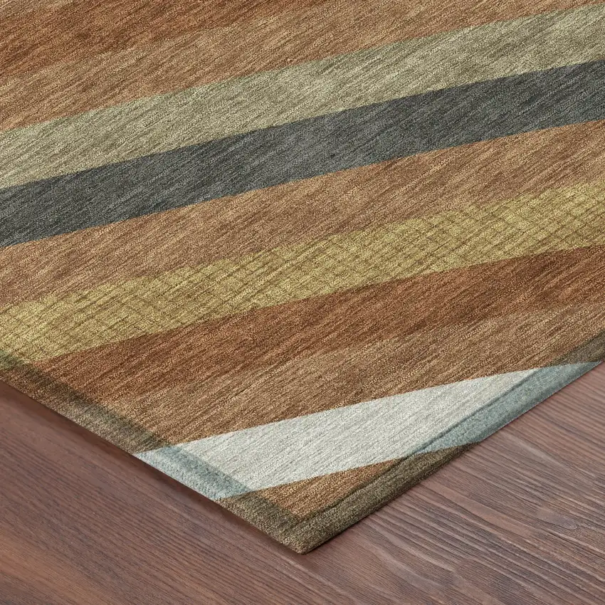 8' Orange And Gold Round Abstract Washable Indoor Outdoor Area Rug Photo 6