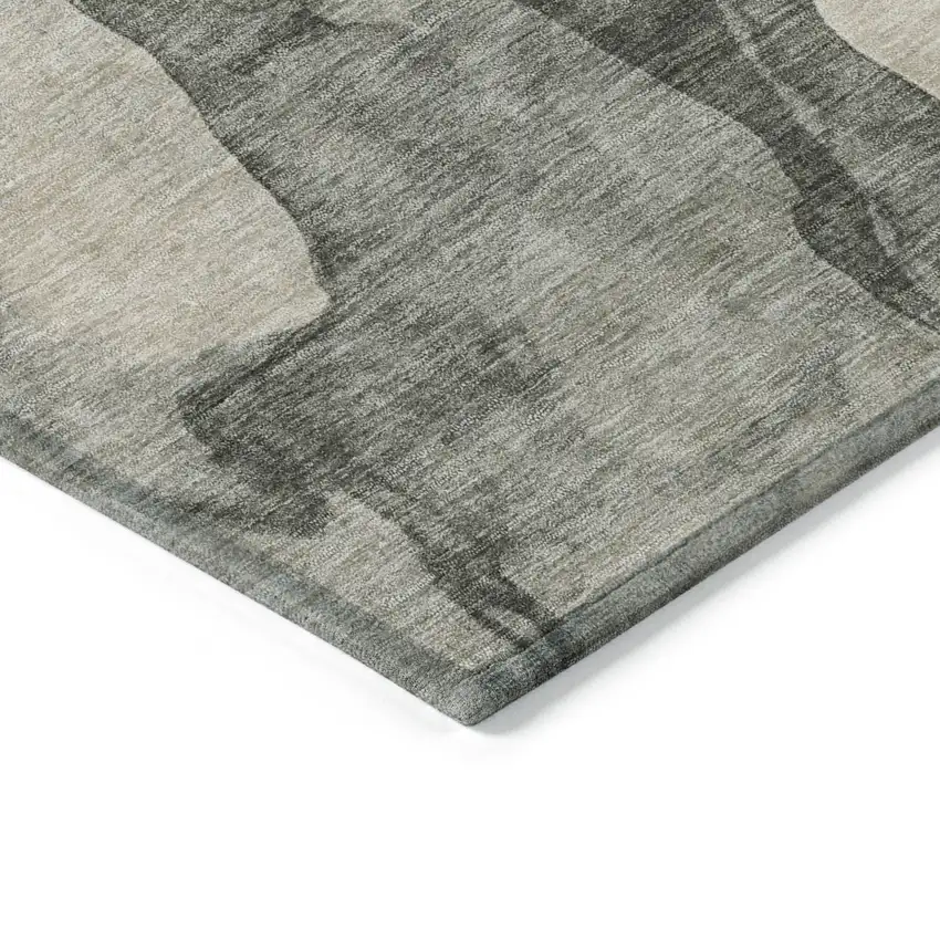 8' Orange And Gray Round Abstract Washable Indoor Outdoor Area Rug Photo 7