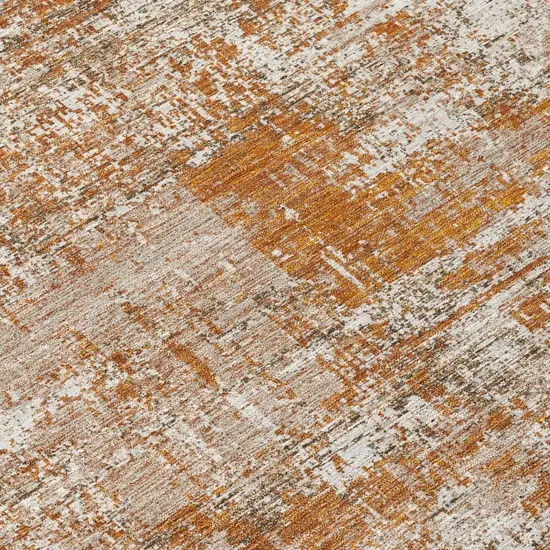 8' Orange And Green Round Abstract Washable Indoor Outdoor Area Rug Photo 7
