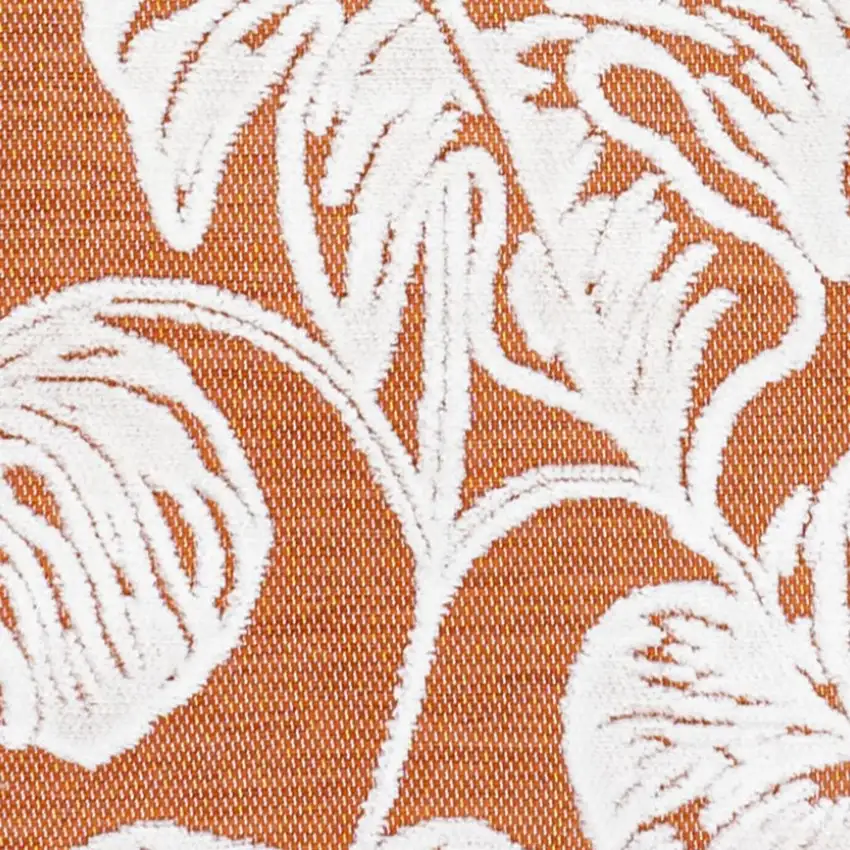 8' Orange And Ivory Floral Indoor Outdoor Runner Rug Photo 3