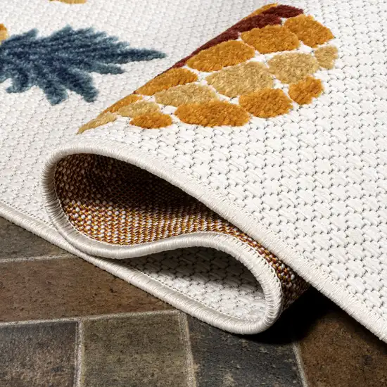 8' Orange And Navy Blue Polka Dot Indoor Outdoor Runner Rug Photo 9