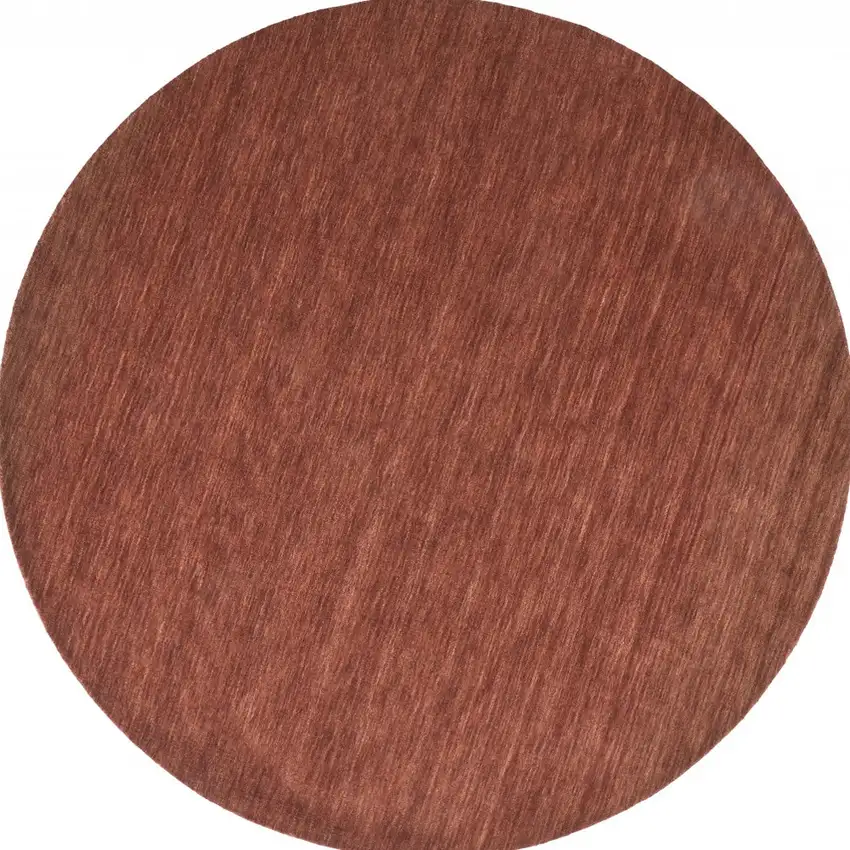 8' Orange And Red Round Wool Hand Woven Stain Resistant Area Rug Photo 4