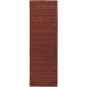 Photo of 8' Orange And Red Wool Hand Woven Stain Resistant Runner Rug