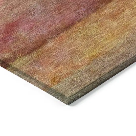 8' Orange Blush And Yellow Round Abstract Washable Indoor Outdoor Area Rug Photo 5