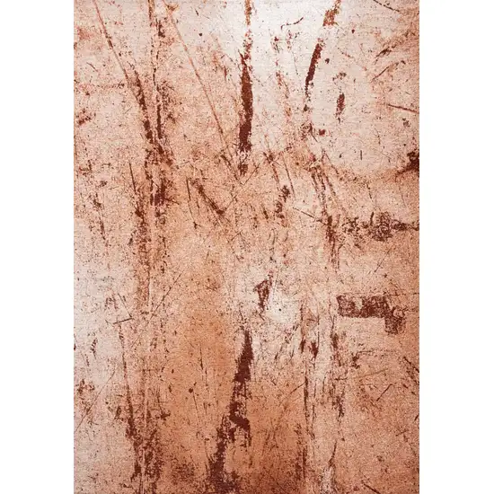 5' Orange Brown And White Abstract Washable Round Rug With UV Protection Photo 2