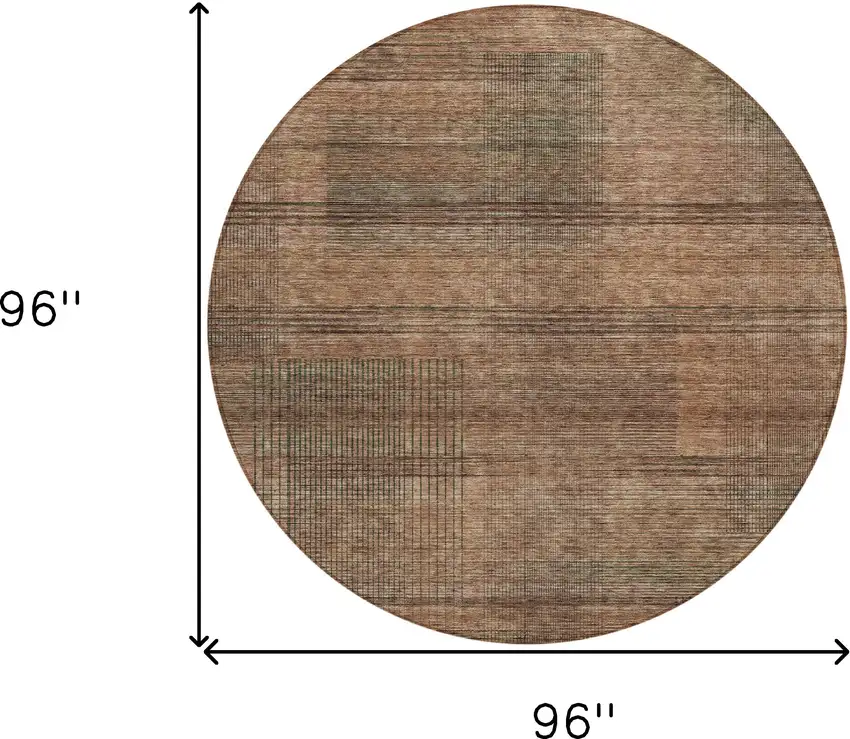 8' Orange Copper And Brown Round Striped Washable Indoor Outdoor Area Rug Photo 7