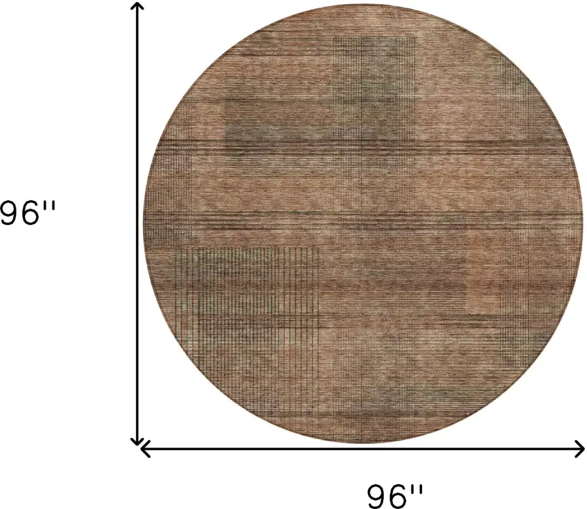 8' Orange Copper And Brown Round Striped Washable Indoor Outdoor Area Rug Photo 7