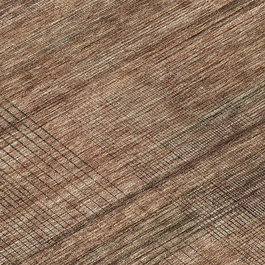 8' Orange Copper And Brown Round Striped Washable Indoor Outdoor Area Rug Photo 7