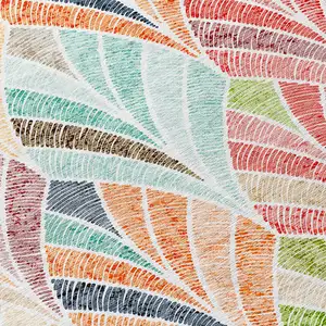 Photo of 8' Orange Copper And Gold Round Geometric Washable Indoor Outdoor Area Rug
