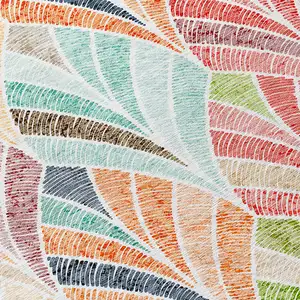 Photo of 8' Orange Copper And Gold Round Geometric Washable Indoor Outdoor Area Rug