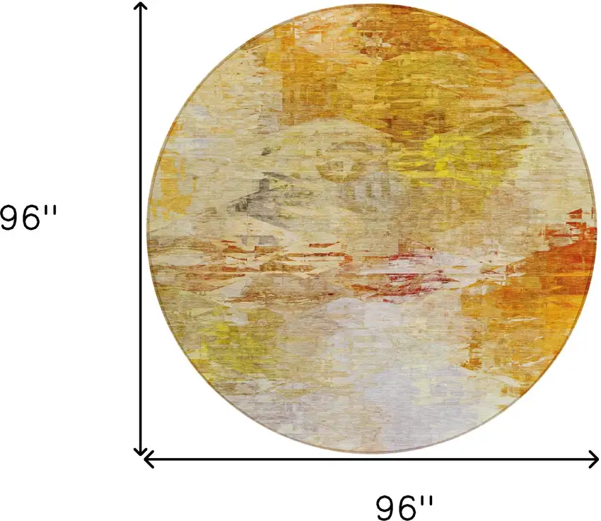 8' Orange Copper And Terra Cotta Round Abstract Washable Indoor Outdoor Area Rug Photo 3