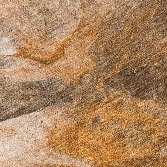 8' Orange Copper And Terra Cotta Round Abstract Washable Indoor Outdoor Area Rug Photo 9