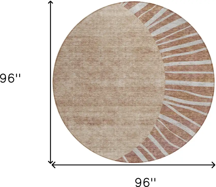 8' Orange Copper And Terra Cotta Round Abstract Washable Indoor Outdoor Area Rug Photo 3