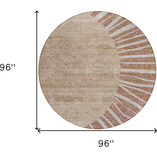 8' Orange Copper And Terra Cotta Round Abstract Washable Indoor Outdoor Area Rug Photo 3