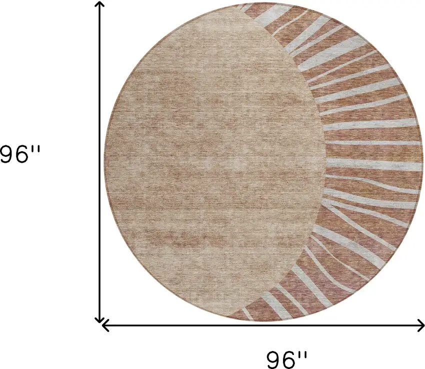8' Orange Copper And Terra Cotta Round Abstract Washable Indoor Outdoor Area Rug Photo 3