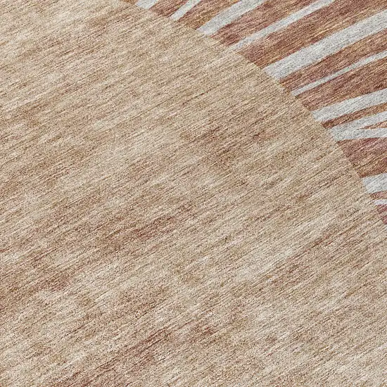 8' Orange Copper And Terra Cotta Round Abstract Washable Indoor Outdoor Area Rug Photo 8