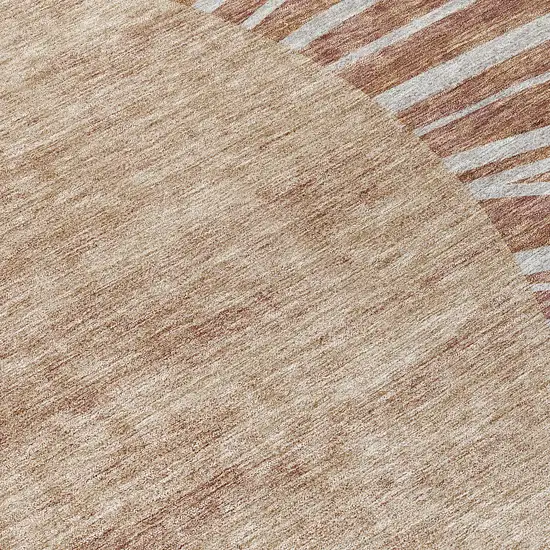 8' Orange Copper And Terra Cotta Round Abstract Washable Indoor Outdoor Area Rug Photo 8