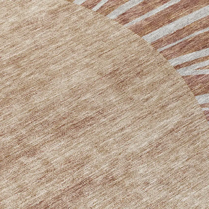 8' Orange Copper And Terra Cotta Round Abstract Washable Indoor Outdoor Area Rug Photo 8