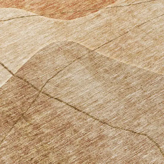 8' Orange Copper And Terra Cotta Round Abstract Washable Indoor Outdoor Area Rug Photo 9