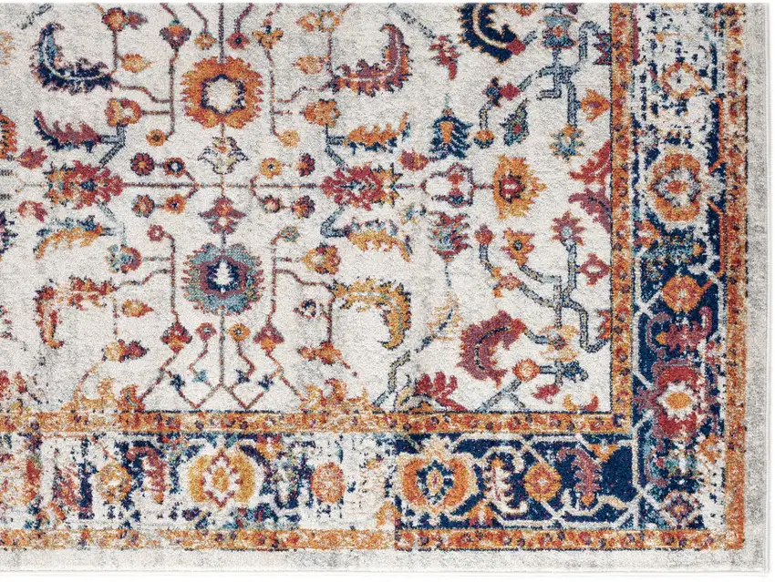 10' Orange Floral Power Loom Runner Rug Photo 2