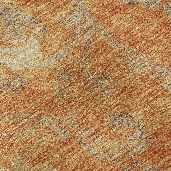 8' Orange Gray And Beige Floral Washable Round Rug With UV Protection Photo 9