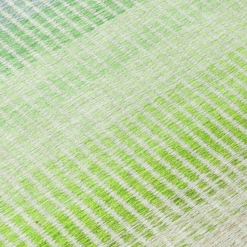 8' Orange Green And Blue Round Striped Washable Indoor Outdoor Area Rug Photo 7