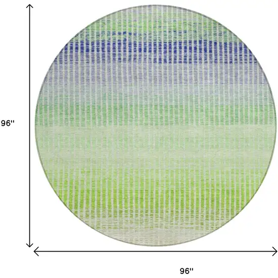 8' Orange Green And Blue Round Striped Washable Indoor Outdoor Area Rug Photo 3