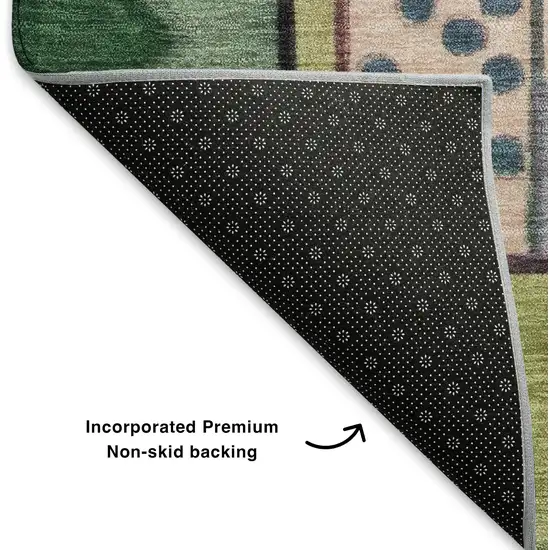 8' Orange Pink And Ivory Abstract Washable Round Rug With UV Protection Photo 5