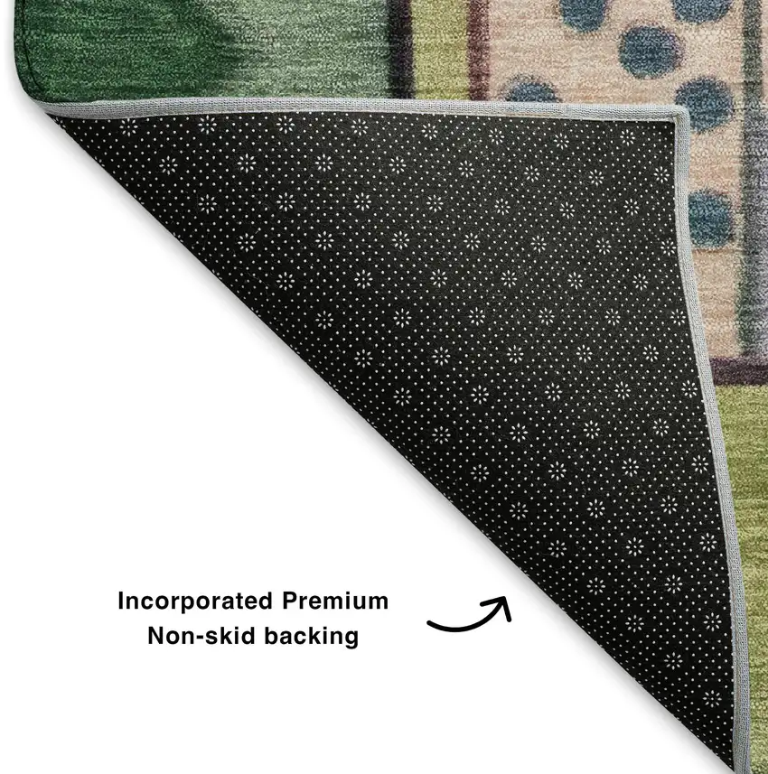 8' Orange Pink And Ivory Abstract Washable Round Rug With UV Protection Photo 5