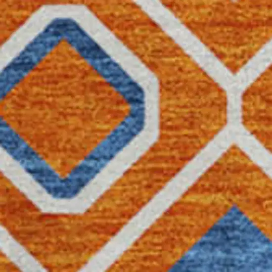 8' Orange Purple And Blue Southwestern Washable Round Rug With UV Protection Photo 2