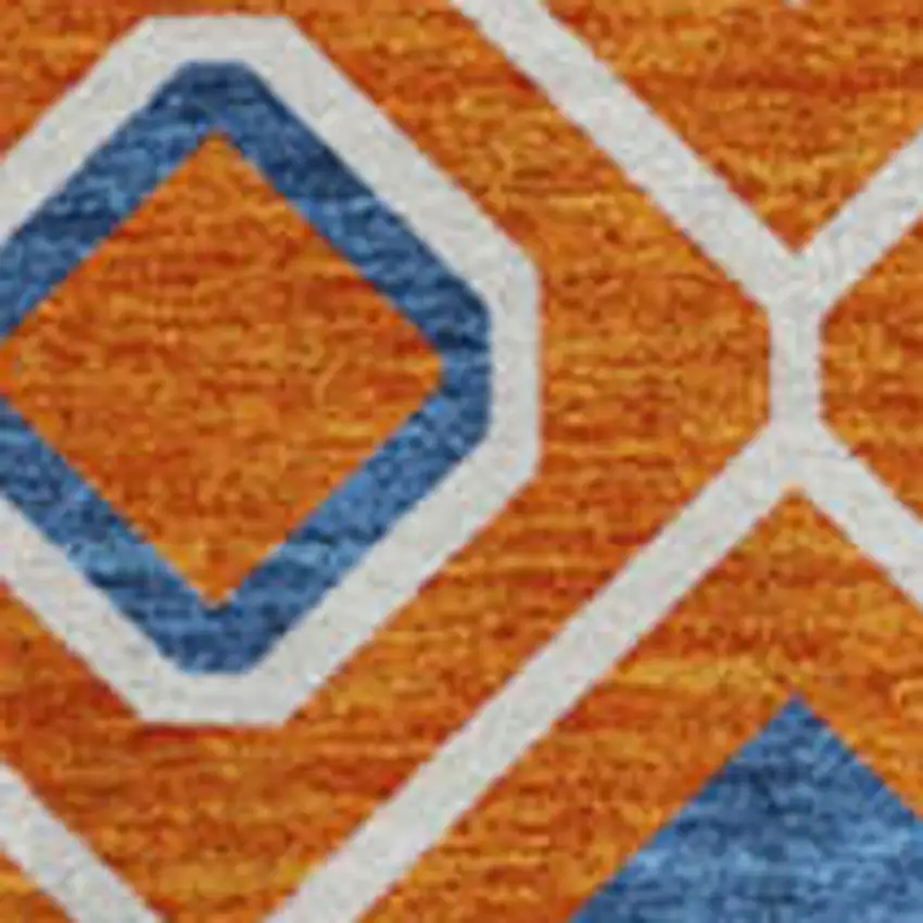 8' Orange Purple And Blue Southwestern Washable Round Rug With UV Protection Photo 2