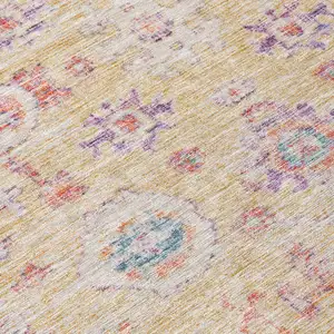 Photo of 8' Orange Purple And Teal Blue Round Damask Washable Indoor Outdoor Area Rug