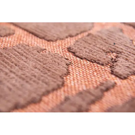 8' Orange Round Abstract Non Skid Area Rug Photo 9