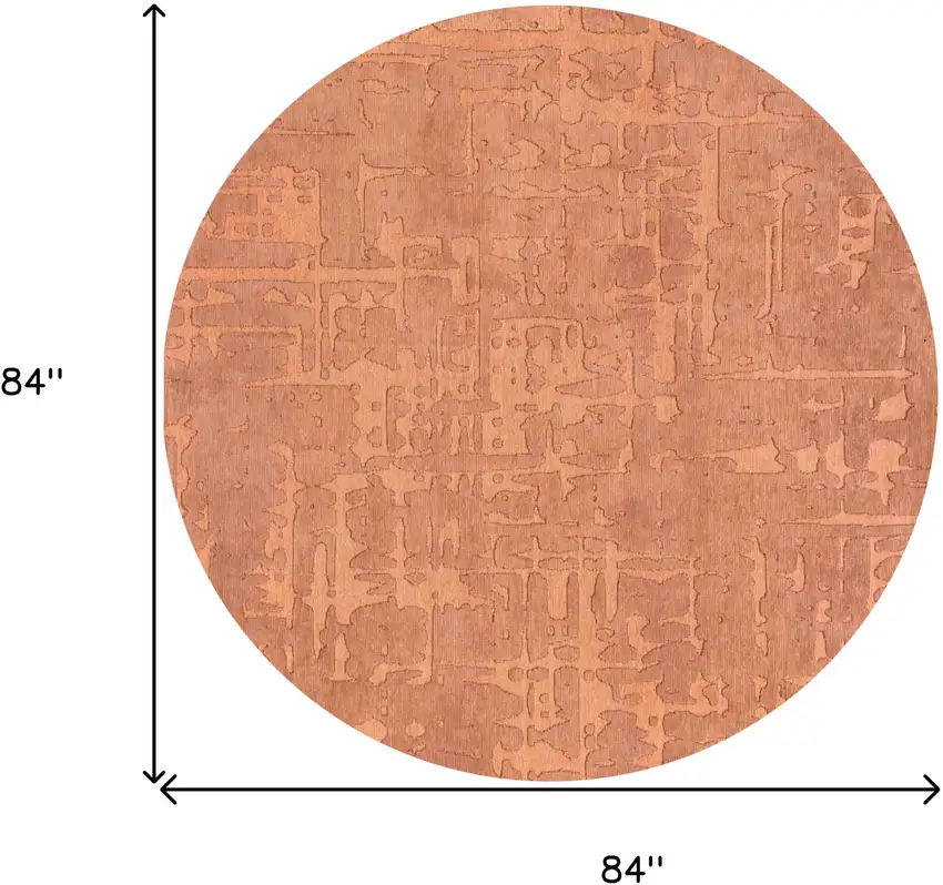 8' Orange Round Abstract Non Skid Area Rug Photo 3