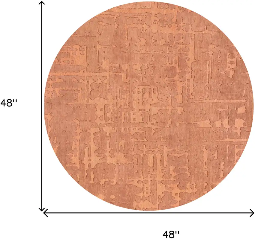 5' Orange Round Abstract Non Skid Area Rug Photo 3