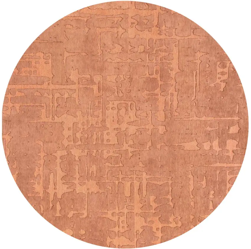 5' Orange Round Abstract Non Skid Area Rug Photo 2